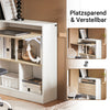 SoBuy | Klapptisch mit angebautem Schrank | Schreibtisch klappbar | Arbeitstisch | Weiß/Natur | FWT104-WN