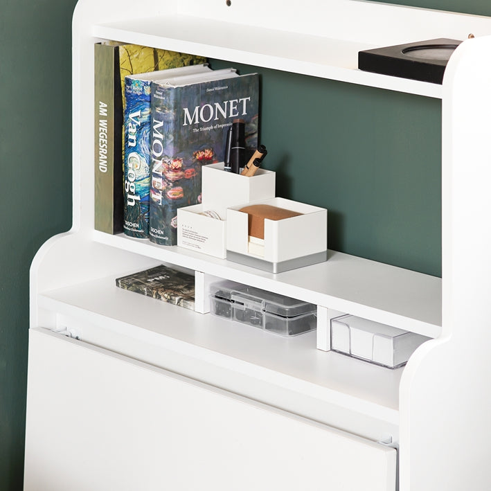 SoBuy | Schreibtisch klappbar | Klapptisch mit Aufbewahrungsbox | Arbeitstisch für Homeoffice | FWT105-W