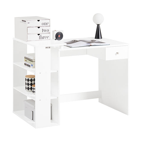SoBuy | Schreibtisch Weiß | Schreibtisch mit Regal | Schreibtisch Kinder | FWT35-W