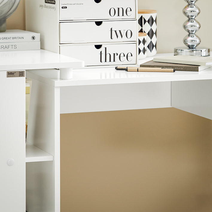 SoBuy | Schreibtisch Weiß | Schreibtisch mit Regal | Schreibtisch Kinder | FWT35-W