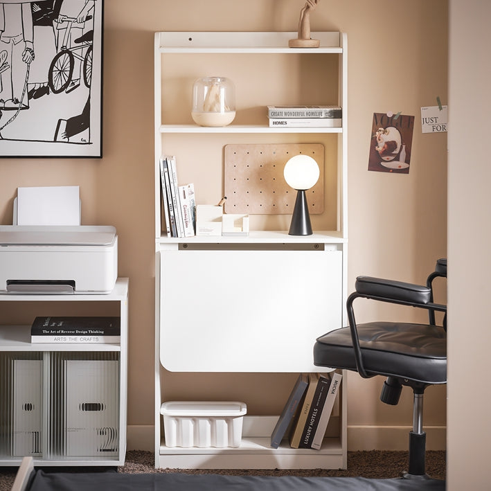 SoBuy | Klapptisch mit 5 Ablagen | Computertisch | Arbeitstisch | Weiß | FWT92-H-W