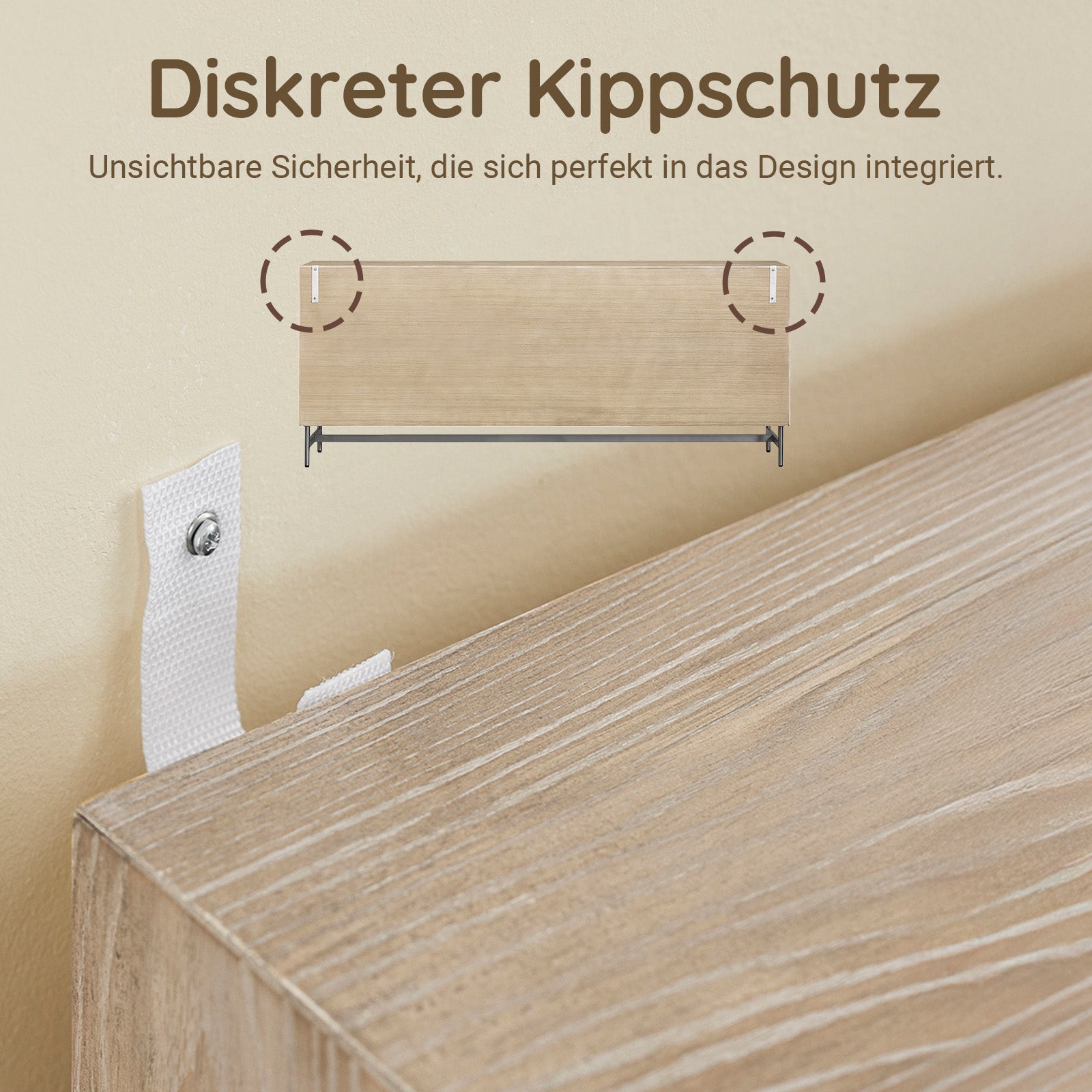 SoBuy | Sideboard Kommode Küchenschrank | 3 Schubladen & 3 Türen | vormontiert & stabil | Gummibaumholz | HFSB05-N