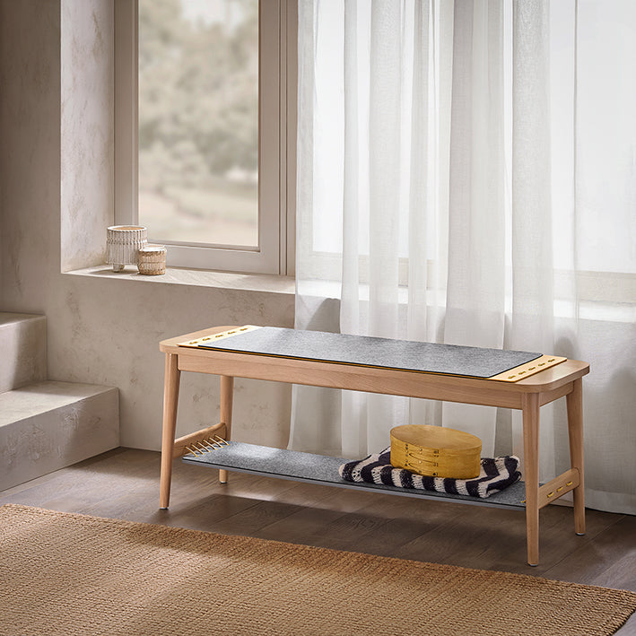 SoBuy | Schuhregal mit Zapfenverbindungen | Bettbank | Schuhbank mit Sitzfläche | Natur | HFSR01-N