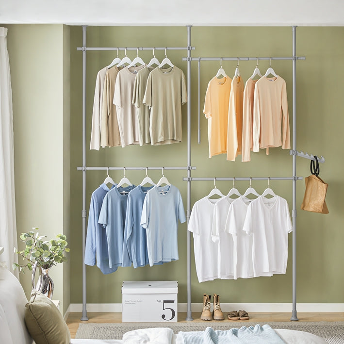 SoBuy | Teleskop Kleiderstange | Kleiderstangen System | Regalsystem | Hellgrau | KLS03-HG