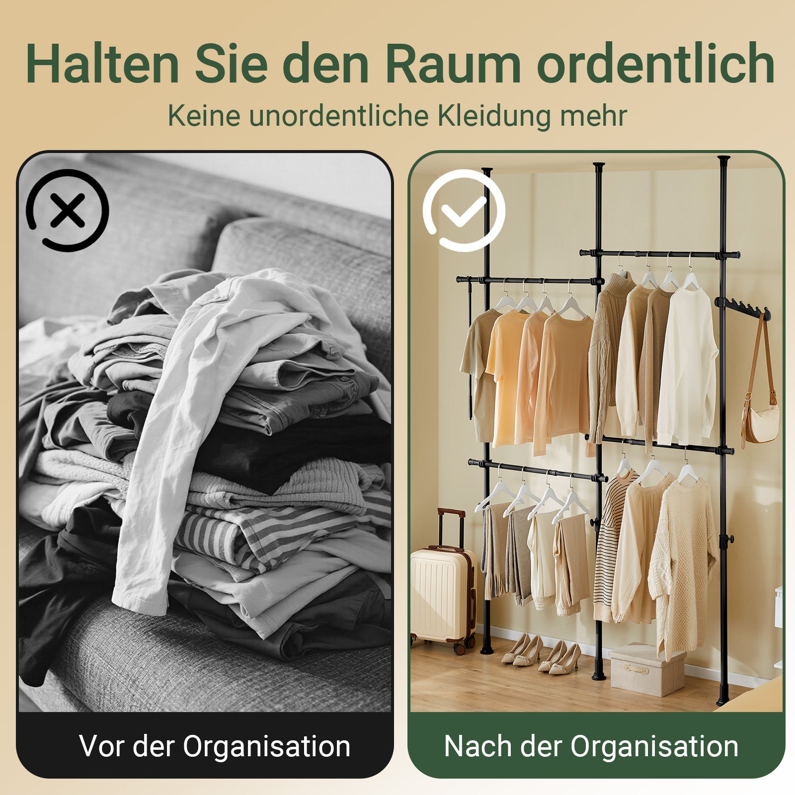 SoBuy | Teleskop Kleiderstange | Kleiderstangen System | Regalsystem | schwarz | KLS03-II-SCH