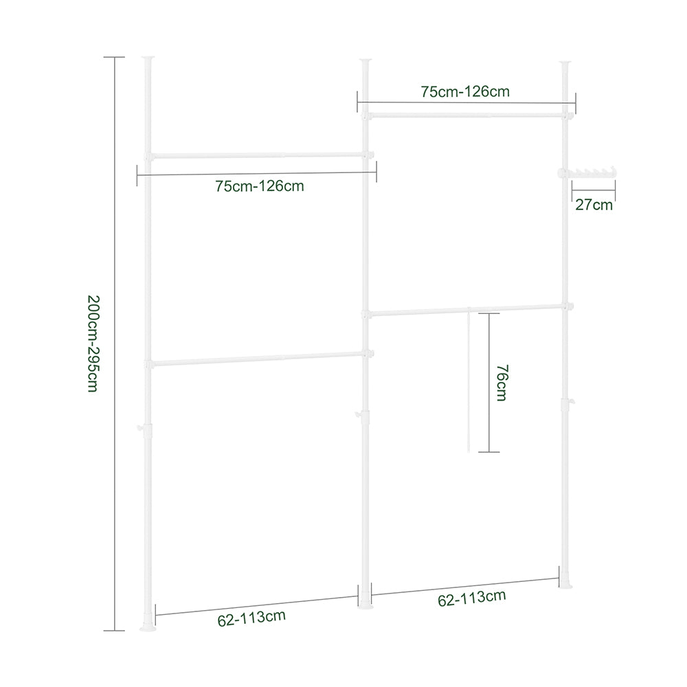 SoBuy | Teleskop Kleiderstange | Kleiderstangen System | Regalsystem | KLS03-II-W