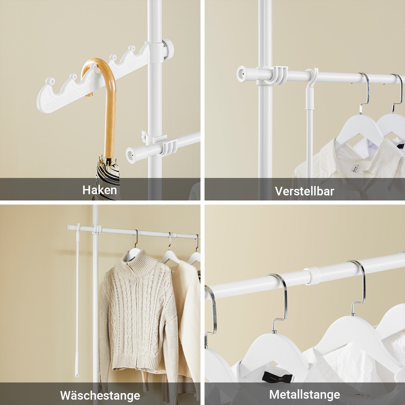 SoBuy | Teleskop Kleiderstange | Kleiderstangen System | Regalsystem | KLS03-II-W