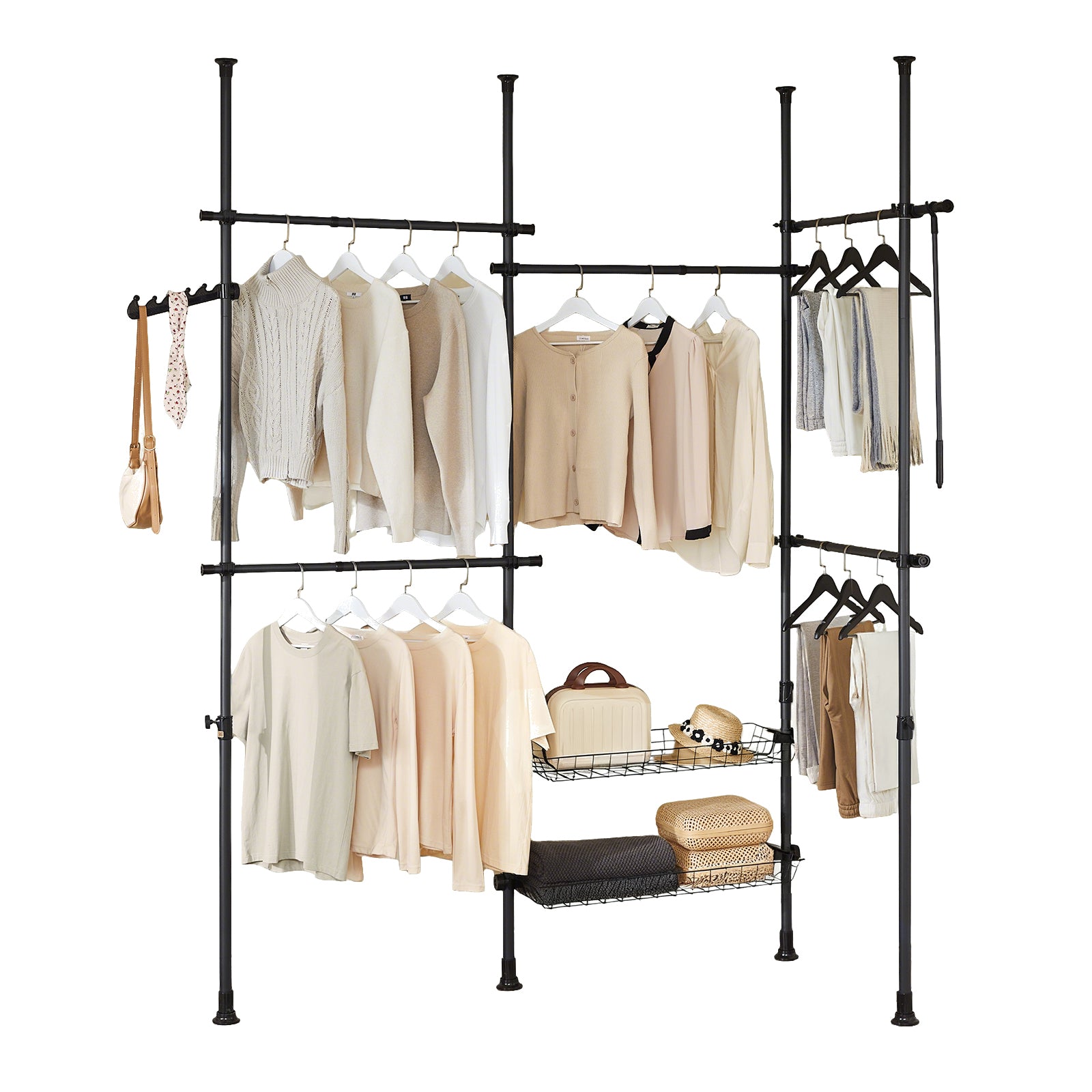 SoBuy Teleskop Kleiderstange Schwarz – Regalsystem bis 311 cm