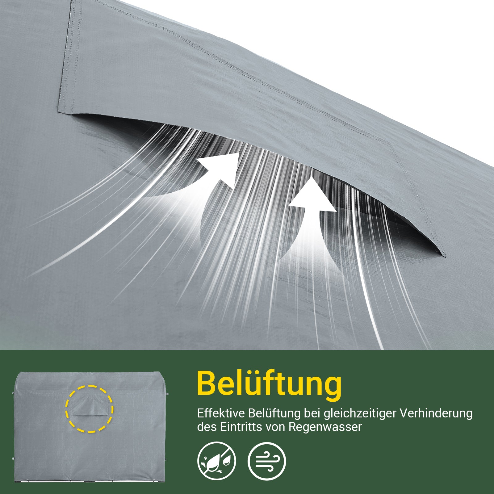 SoBuy | Foliengerätehaus | Fahrradgarage wetterfest Geräteschuppen | Grau 159x165x219cm KLS11-L-DG