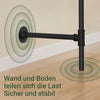 SoBuy wandmontierter Kleiderständer, festes Rohr-Kleiderregal mit 3 Kleiderstangen & 3 MDF-Ablagen Schwarz KLS18-SCH