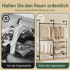 SoBuy wandmontierter Kleiderständer, festes Rohr-Kleiderregal mit 3 Kleiderstangen & 3 MDF-Ablagen Schwarz KLS18-SCH