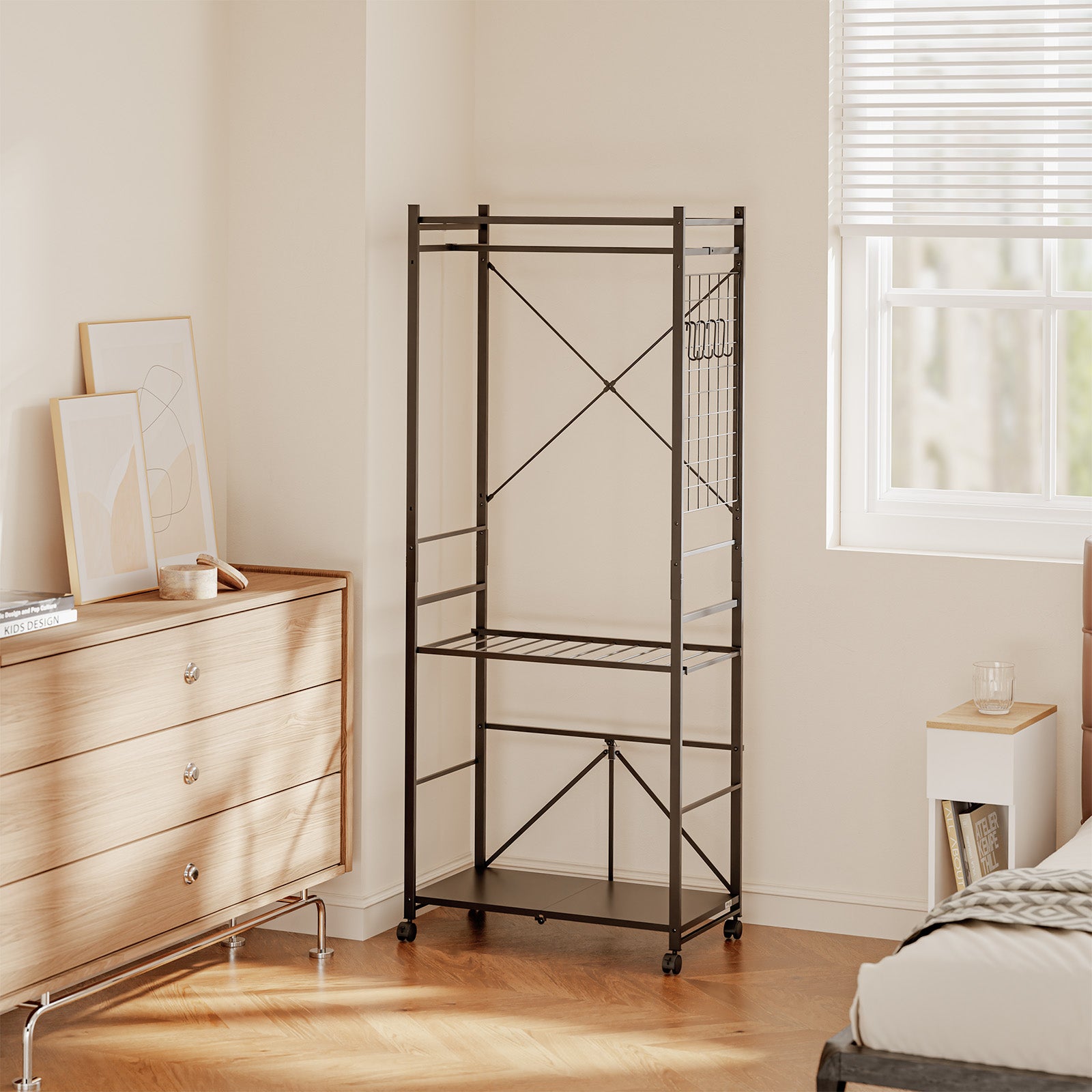 SoBuy | Kleiderständer | Kleiderstange schwarz auf Rollen | Dark Gray | 70×38×175 cm | KLS22-SCH
