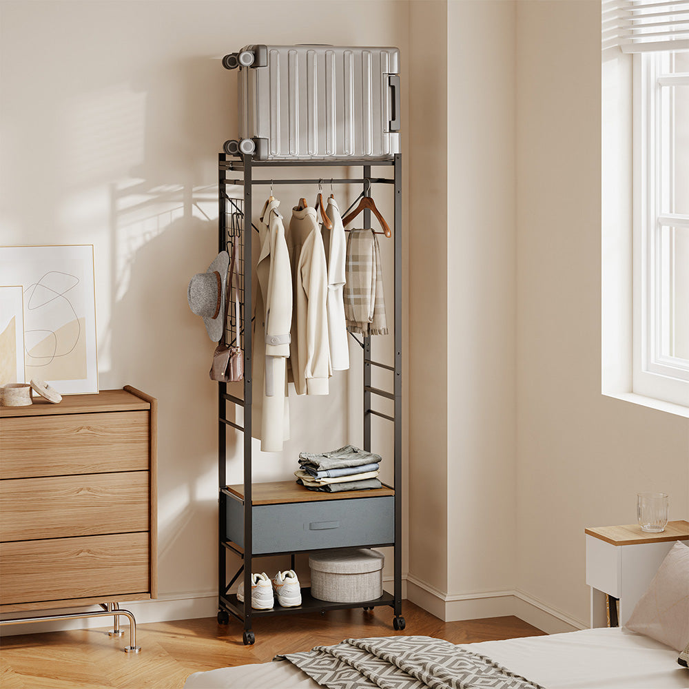 SoBuy | Kleiderständer | Kleiderständer auf Rollen schwarz Metall mit | Dark Gray | KLS23-SCH