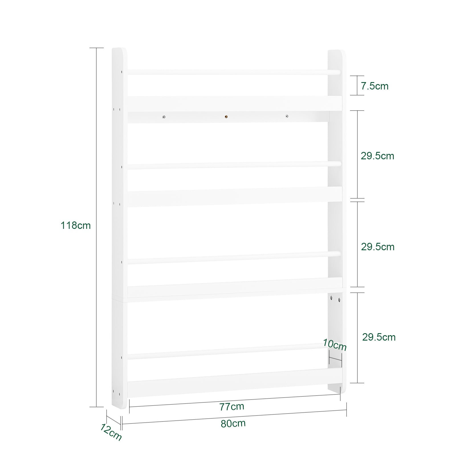 SoBuy | Kinder Bücherregal | Wandregal für Kinder | mit 4 Ablagen | KMB08-II-W