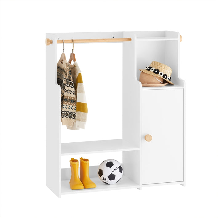SoBuy | Kindergarderobe | Kleiderschrank Kinder | Kleiderständer mit Tür | Weiß | KMB110-W