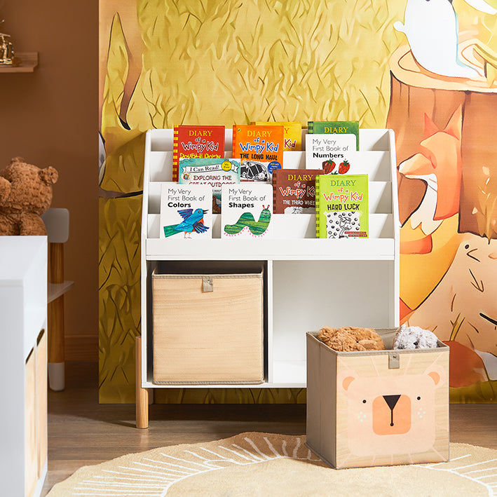 SoBuy | Kinderregal | Bücherregal | Aufbewahrungsregal für Kinder | Standregal Weiß | KMB115-W