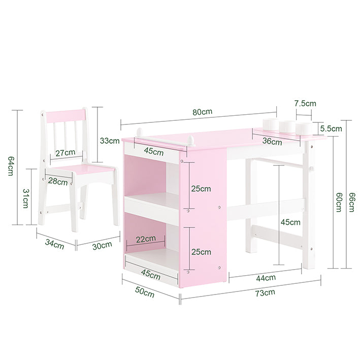 SoBuy | Kindertisch und Stuhl | Set mit Aufklebern DIY Kinder Maltisch | Rosa-Weiß | KMB116-P