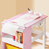 SoBuy | Kindertisch und Stuhl | Set mit Aufklebern DIY Kinder Maltisch | Rosa-Weiß | KMB116-P