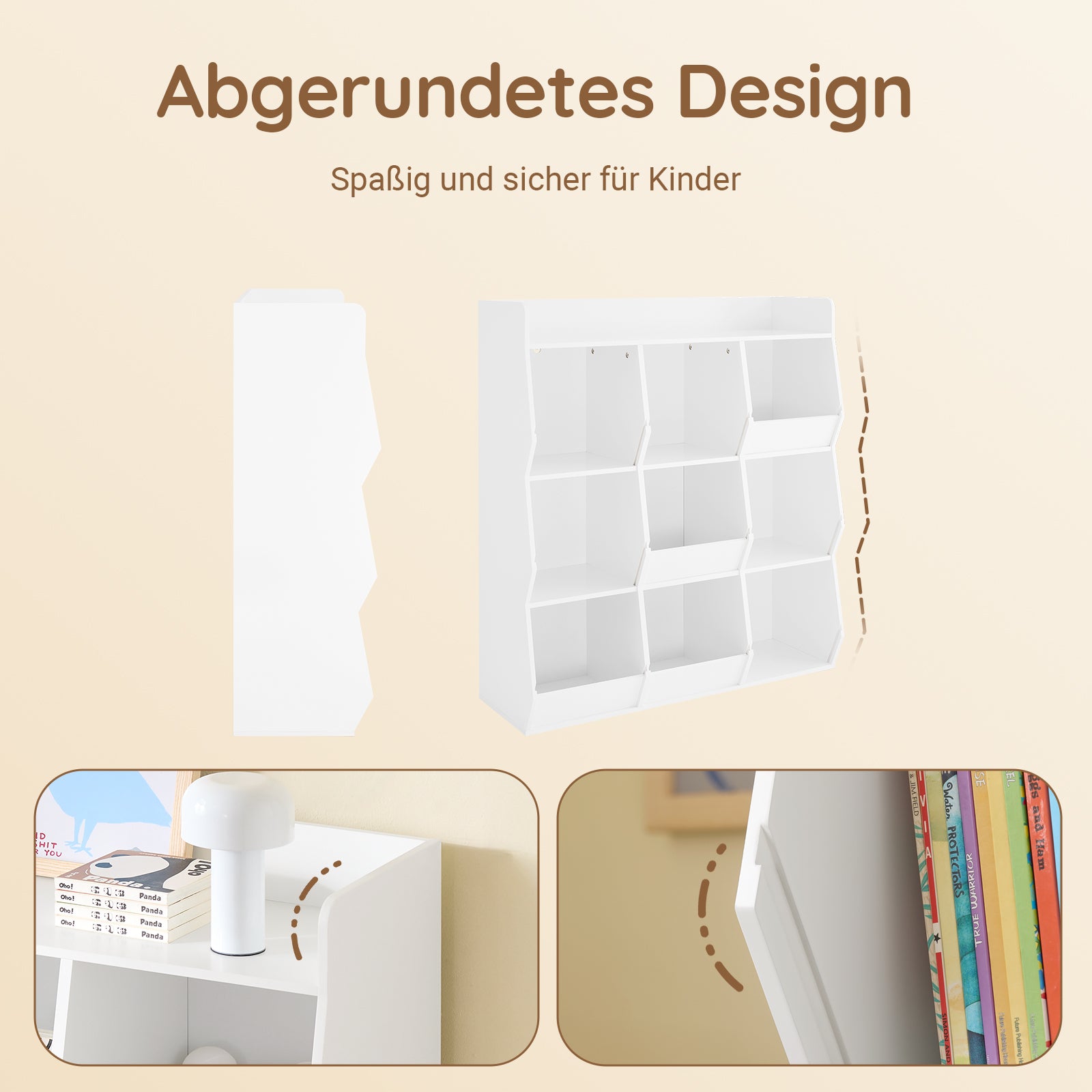 SoBuy | Kinder Bücherregal für Kinder | mit 9 offenen Fächern | Weiß | 95x105x34cm | KMB120-W