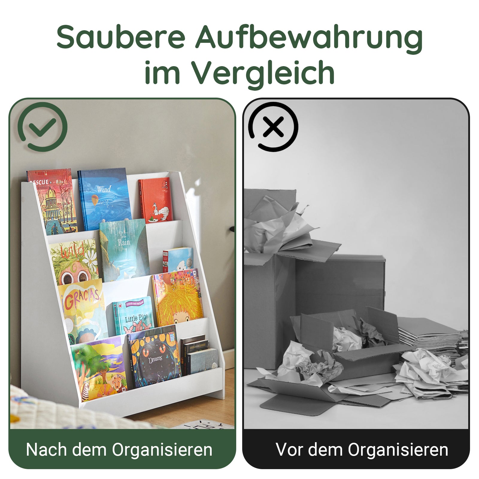 SoBuy | Kinderbücherregal | Zeitungsständer | Aufbewahrungsregal für Kinder | KMB32-W