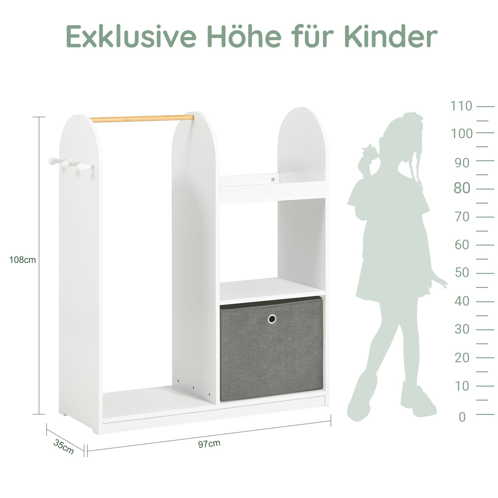 SoBuy | Kindergarderobe | Kleiderschrank Kinder | Kinderzimmer | KMB40-W
