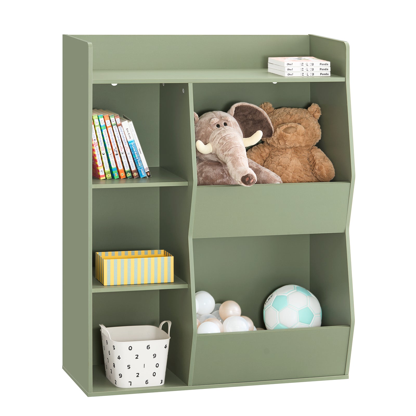 SoBuy Kinder Bücherregal Montessori Regal Kinderzimmer mit 5 Offenes Fach  Kinderregal für Spielzeug Aufbewahrung Grün 80x104x34 cm KMB55-K-GR –  SoBuy.de