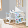 SoBuy | Kindertisch und Stuhl | Set mit Aufklebern DIY Kinder Maltisch | Blau-Weiß | KMB60-B