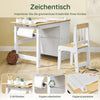 SoBuy | Kindertisch mit 1 Stuhl | Kindersitzgruppe | Maltisch für Kinder | Weiß und Natur | KMB60-WN