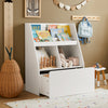 SoBuy | Kinderregal mit 1 Spielzeugtruhe | Bücherregal | Aufbewahrungsregal für Kinder | KMB83-W