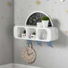 SoBuy | Kindergarderobe mit 1 halbrunden Tafel | Kinderregal | Wandgarderobe | Hängeregal | Weiß-Blau | KMB86-W