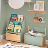 SoBuy | Kinder Sitzbank mit Bücherregal | Spielzeugtruhe | Aufbewahrungsbox | Grün-Natur | KMB94-GR