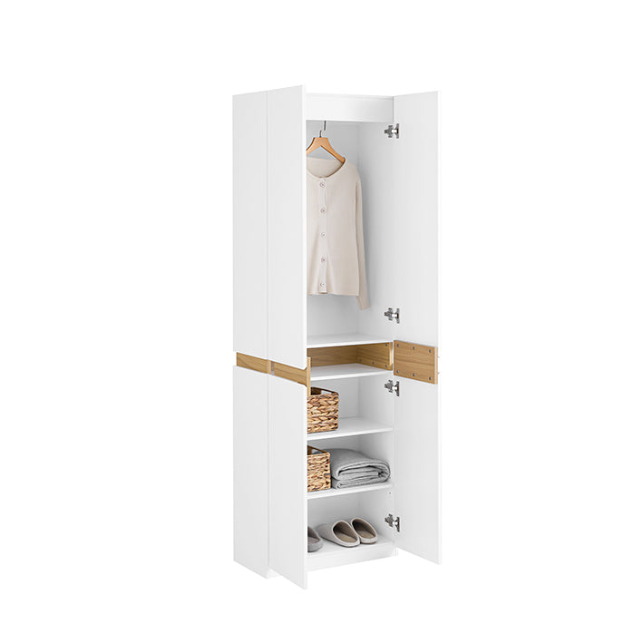 aufbewahrung schrank schlafzimmer SoBuy Kleiderschrank mit 2 Türen Hochschrank Küchenschrank Aufbewahrungsschrank mit 5 Fächern Mehrzweckschrank für Flur, Schlafzimmer, Abstellraum