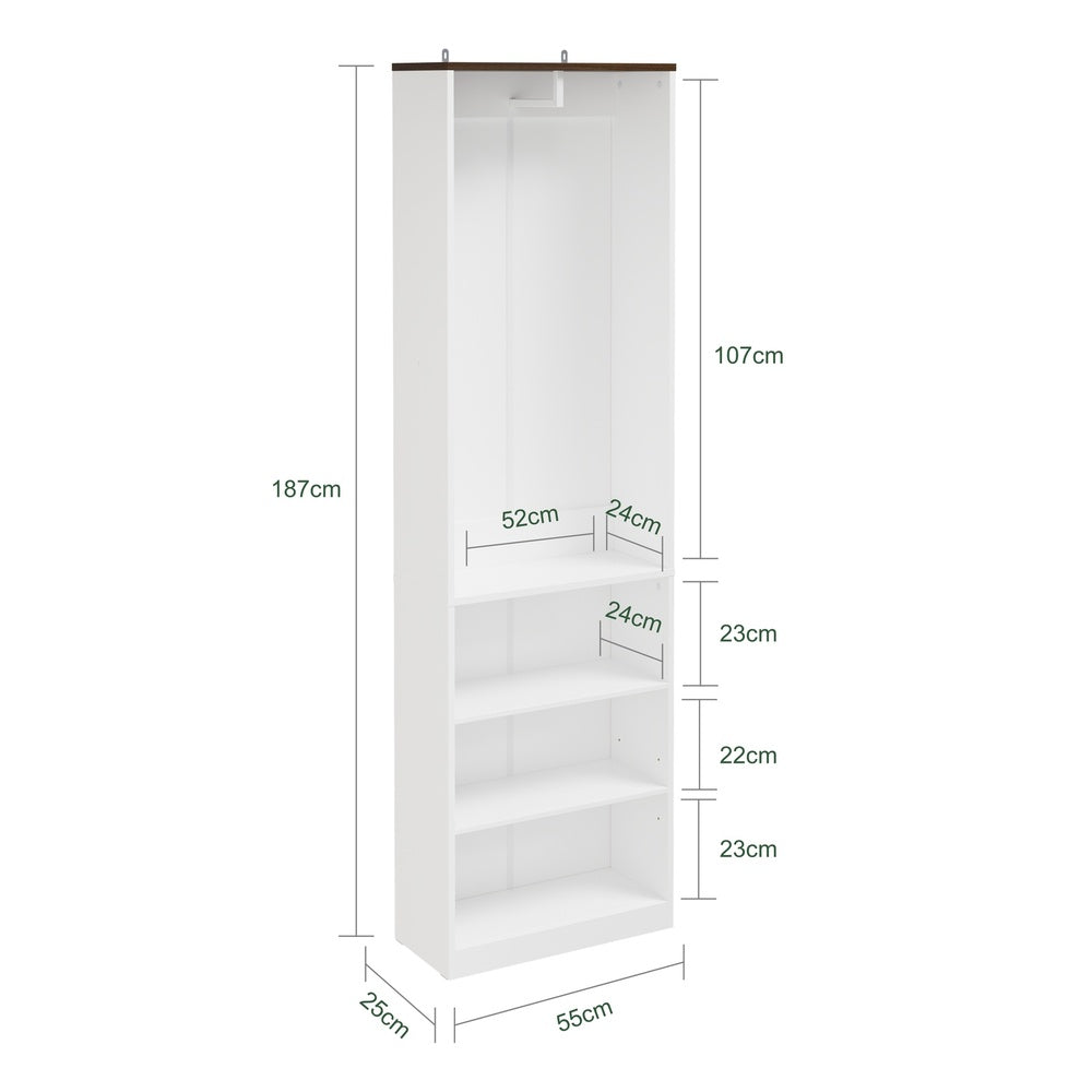 SoBuy | Kleiderständer | Kleiderschrank Weiß schmal mit Kleiderstange | White | KSB02-W