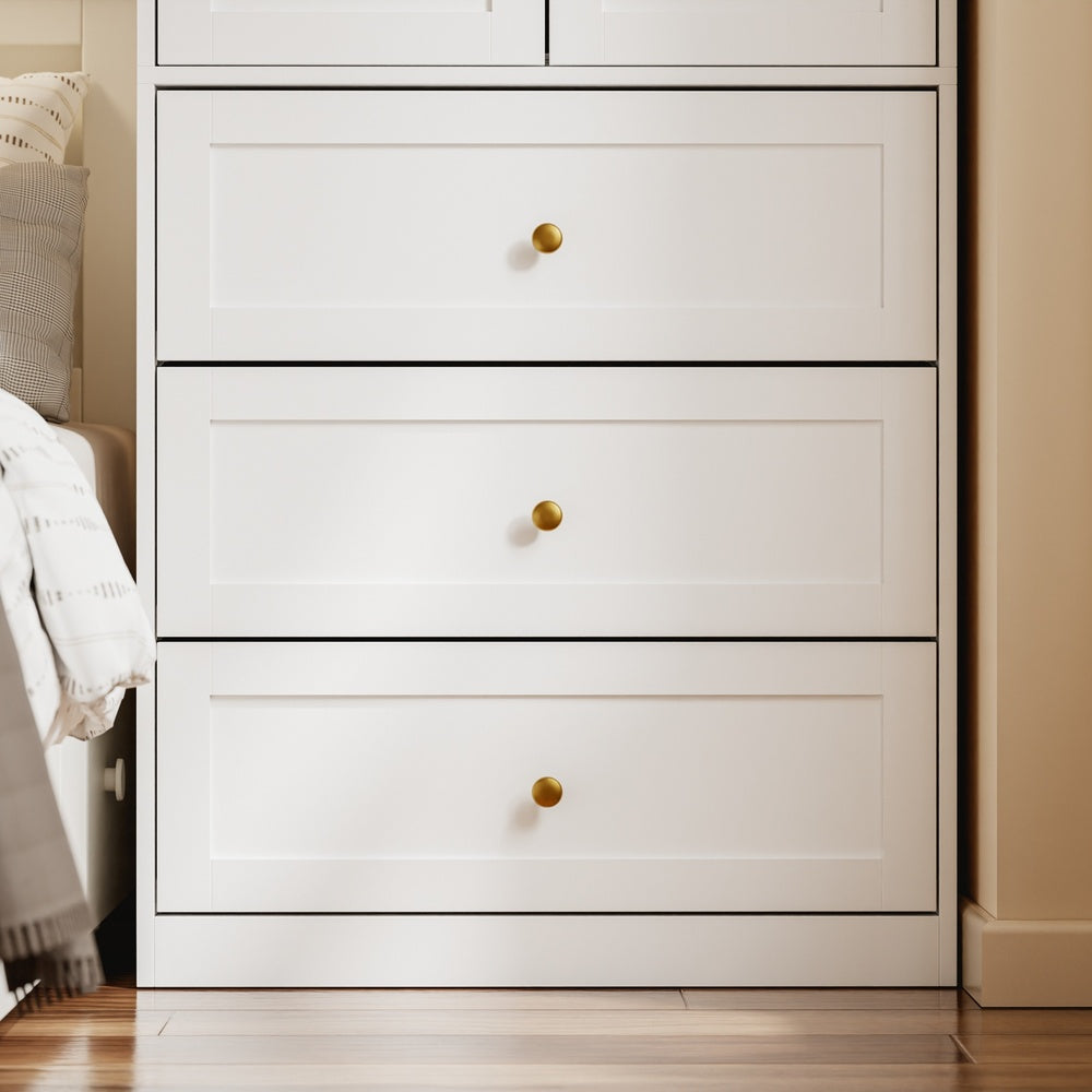SoBuy | Kleiderständer | Kleiderschrank Weiß Schmal (70cm) Drehtürenschrank mit 3 | White | KSB04-W