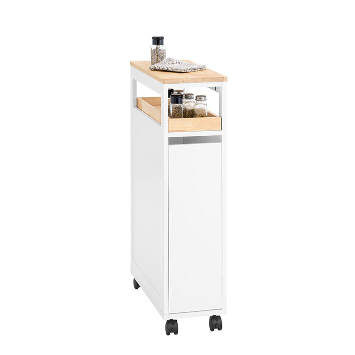 SoBuy Nischenregal mit 3 Schubladen & Tablett – Schmaler Küchenwagen 20 cm