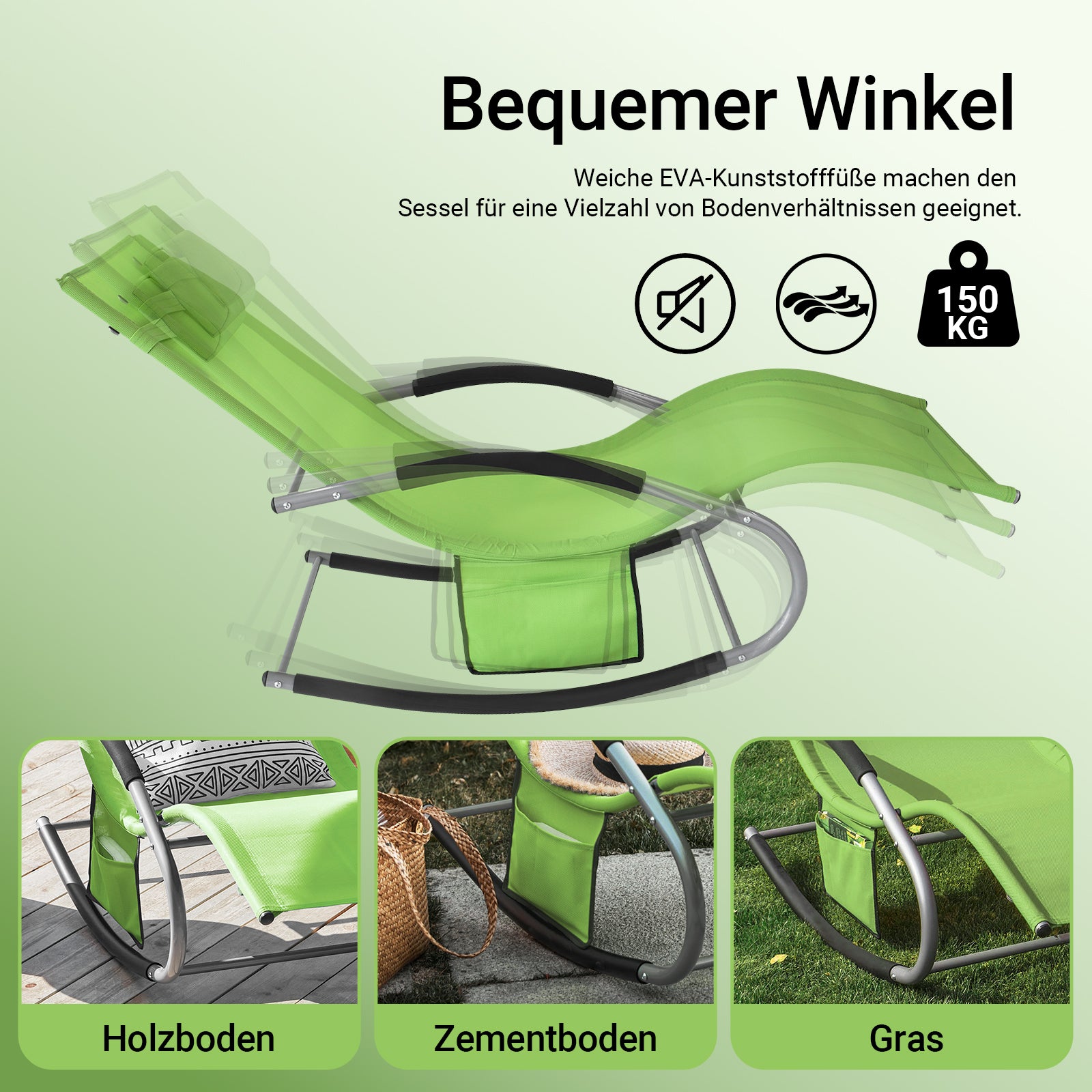 Vorverkauf | SoBuy Sonnenliege 2-er Set Liegestuhl für Gärten, Höfe 63x87x150cm Grün OGS28-GRx2