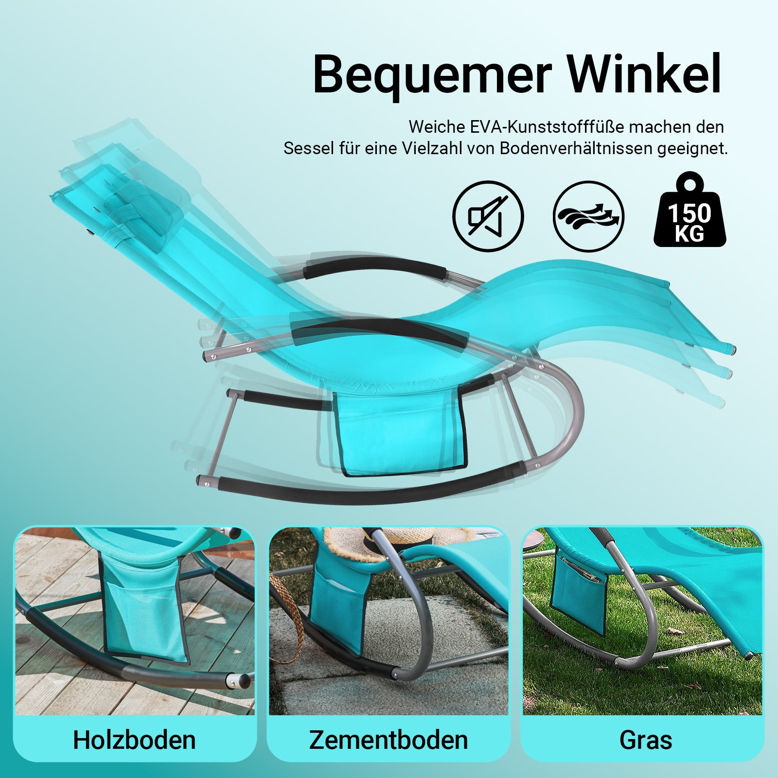 SoBuy Sonnenliege 2-er Set Liegestuhl für Gärten, Höfe 63x87x150cm Türkis OGS28-HBx2