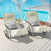 Sobuy | 2-set Garden Lounger | Sun Lounger s taškou | Palubní židle Beige | OGS28-mix2