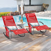 SoBuy Sonnenliege 2-er Set Liegestuhl für Gärten, Höfe 63x87x150cm Rot OGS28-Rx2