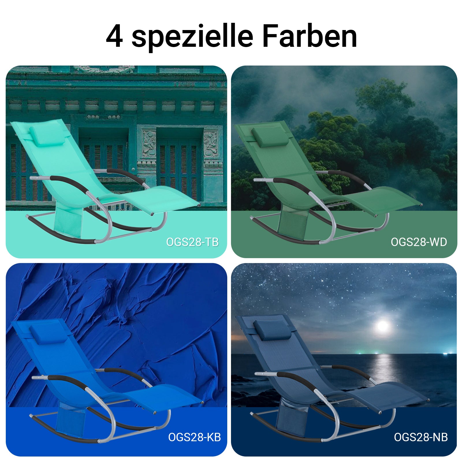 SoBuy Sonnenliege schaukel Liegestuhl für Gärten, Höfe 63x87x150cm Helltürkis OGS28-TB