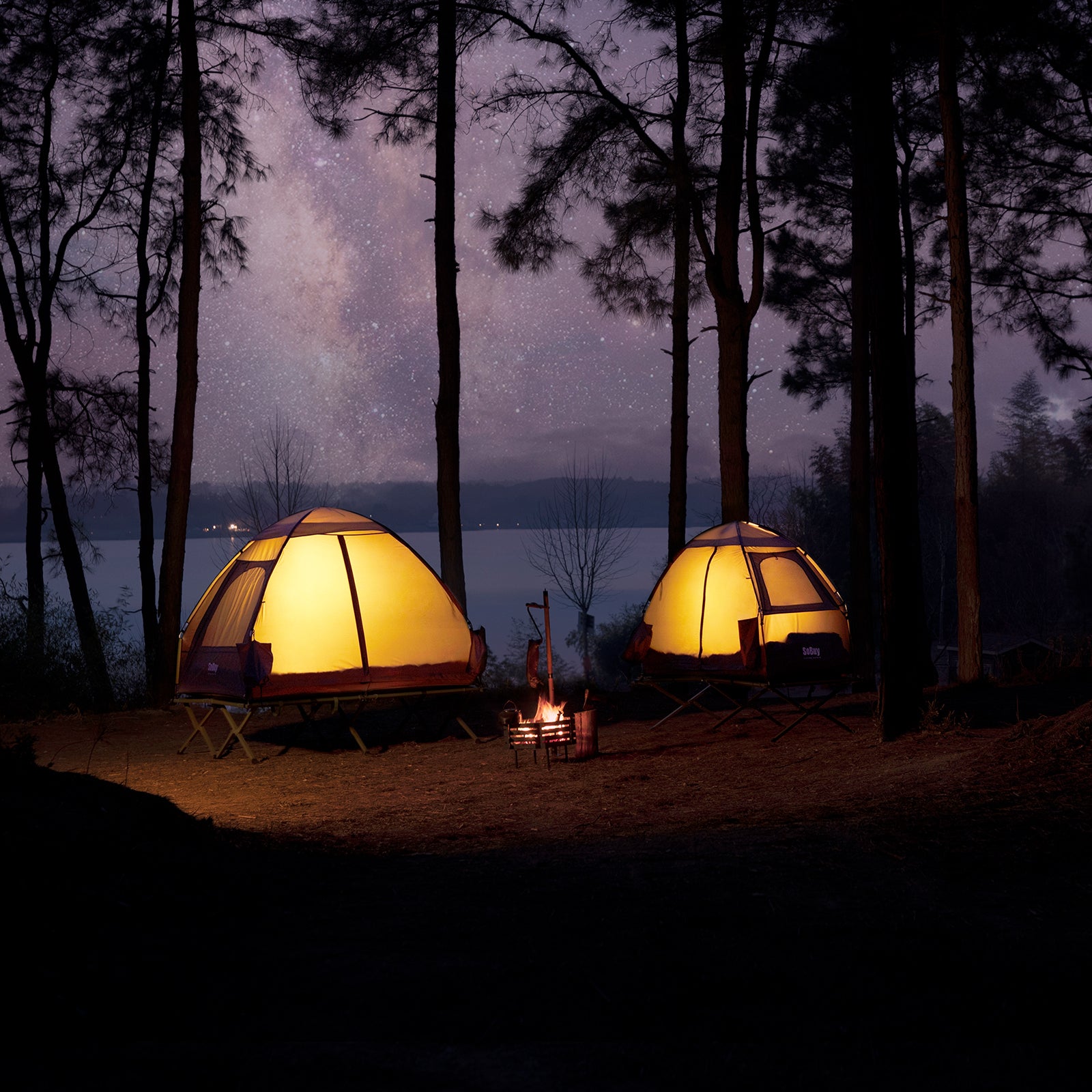 SoBuy | 7in1 Zelt Campingzelt 1 Person | Outdoor | Feldbett | Grün | 193x160x86cm | OGS32-GR