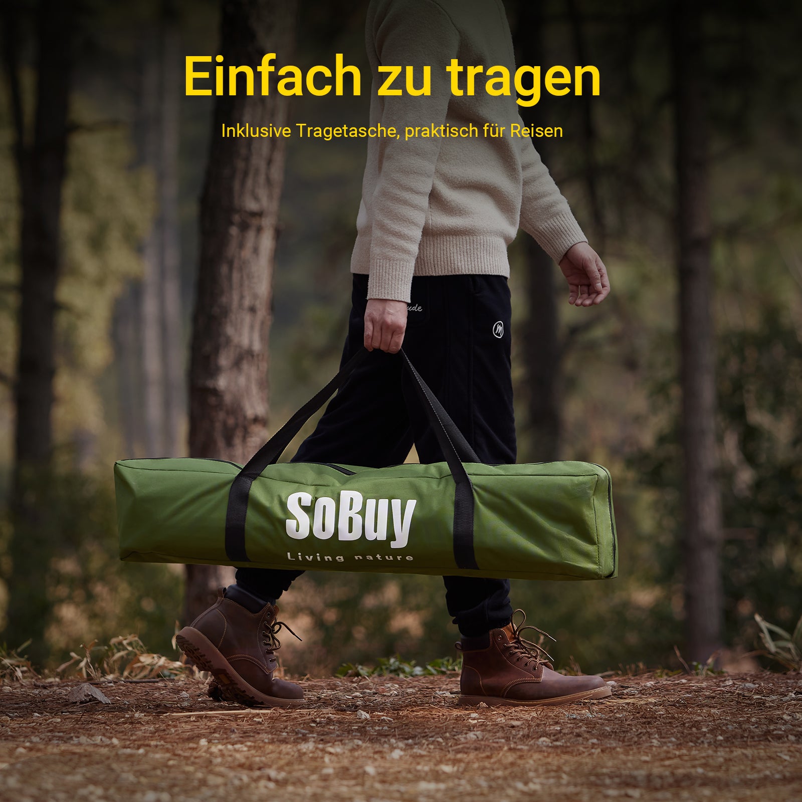 SoBuy | 3in1-Zelt Campingzelt Einzelzelt Outdoor Feldbett Grün 193x160x86cm | OGS32-II-GR