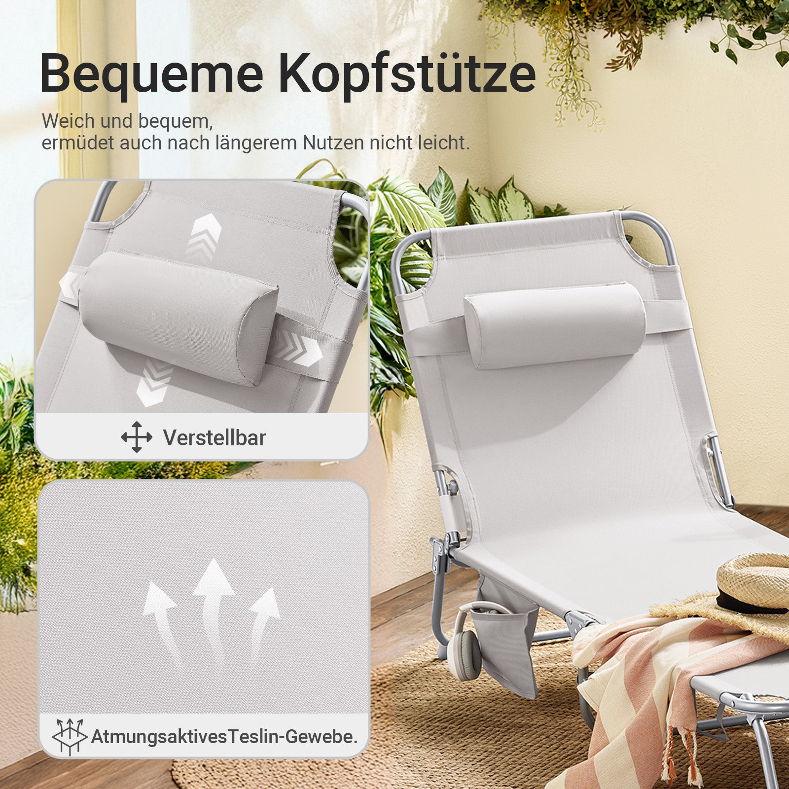 Vorverkauf | SoBuy | Gartenliege | Sonnenliege klappbar | Beige | OGS35-MI