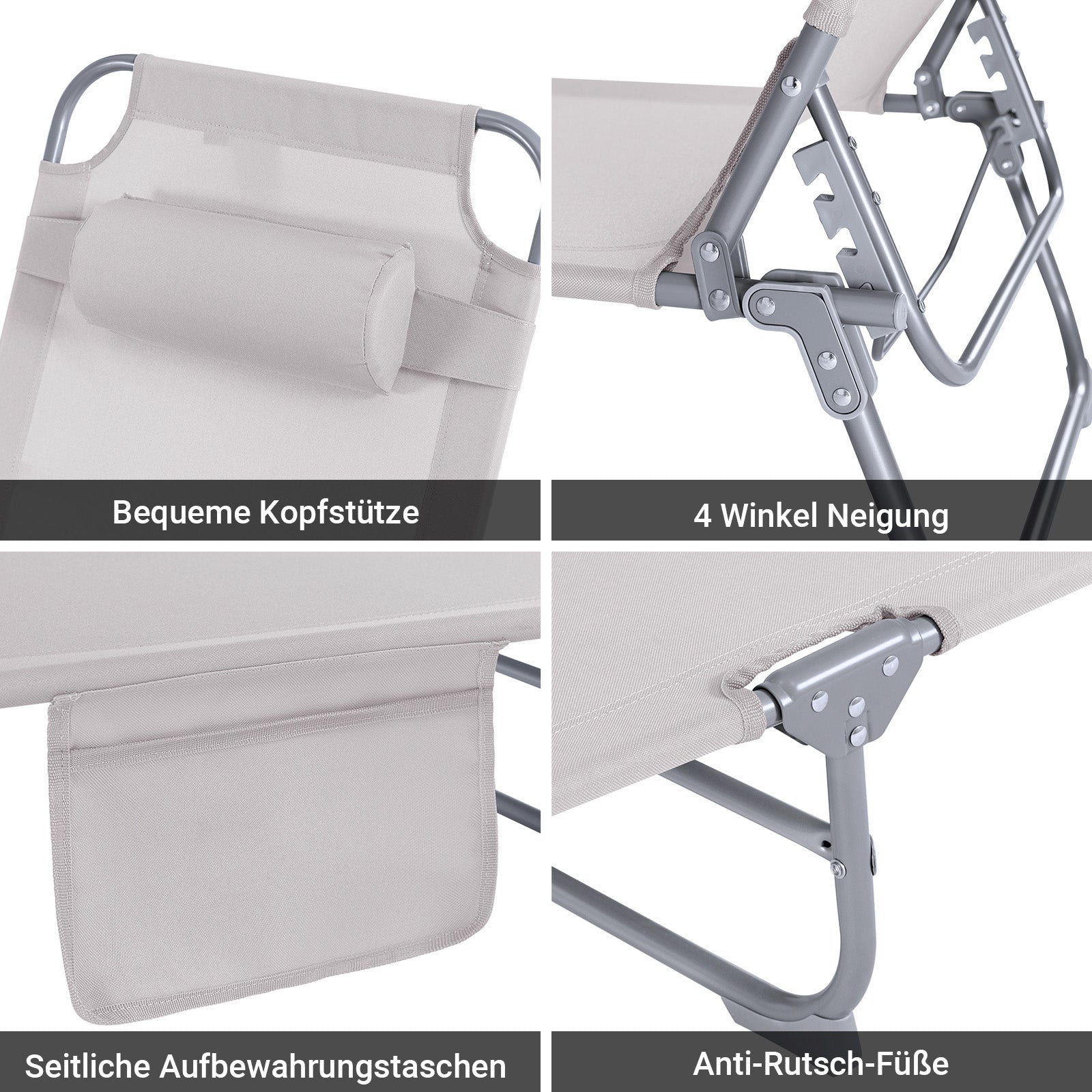 Vorverkauf | SoBuy | Gartenliege | Sonnenliege klappbar | Beige | OGS35-MI