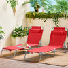 SoBuy | 2-er Set Gartenliege | Sonnenliege klappbar | Liegestuhl für Gärten, Höfe, Strände | Rot | OGS35-Rx2