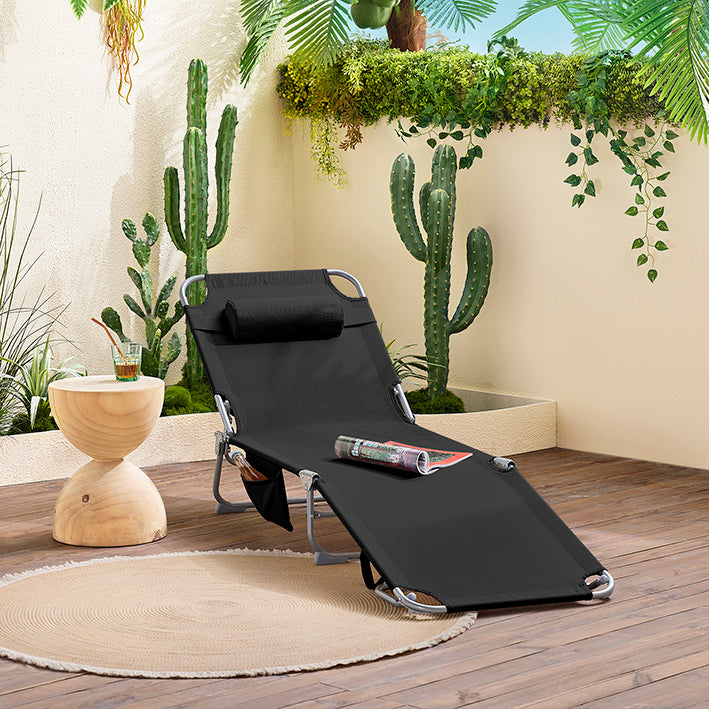 Vorverkauf | SoBuy | Gartenliege | Sonnenliege klappbar | Schwarz | OGS35-SCH