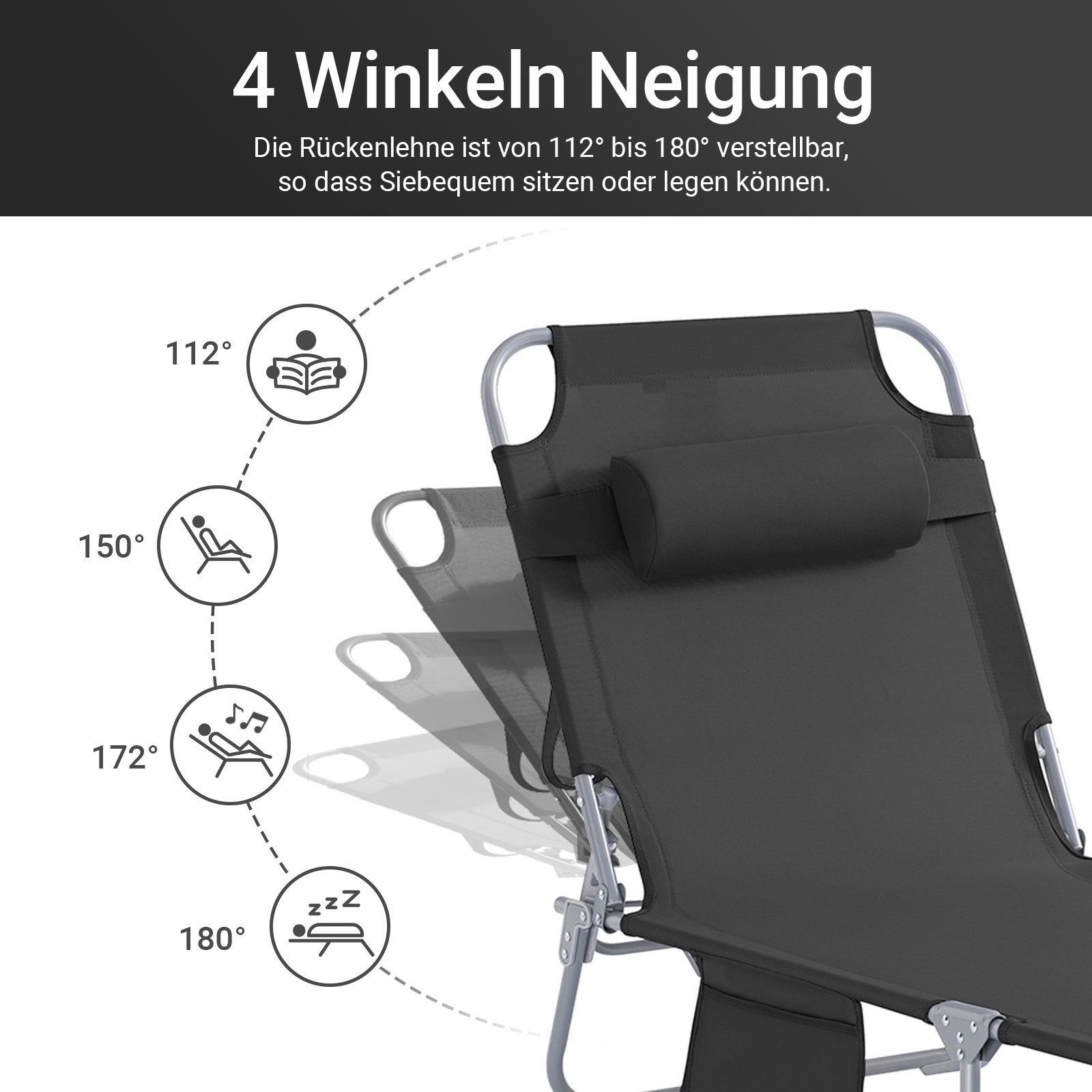 Vorverkauf | SoBuy | Gartenliege | Sonnenliege klappbar | Schwarz | OGS35-SCH