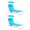SoBuy | 2-er Set Sonnenliege mit Sonnendach | klappbare Gartenliege | Relaxstuhl für Gärten, Strände | Blau | OGS48-Bx2