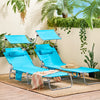 SoBuy | 2-er Set Sonnenliege mit Sonnendach | klappbare Gartenliege | Relaxstuhl für Gärten, Strände | Blau | OGS48-Bx2