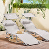 SoBuy | 2-er Set Sonnenliege mit Sonnendach | klappbare Gartenliege | Relaxstuhl für Gärten, Strände | Beige | OGS48-MIx2